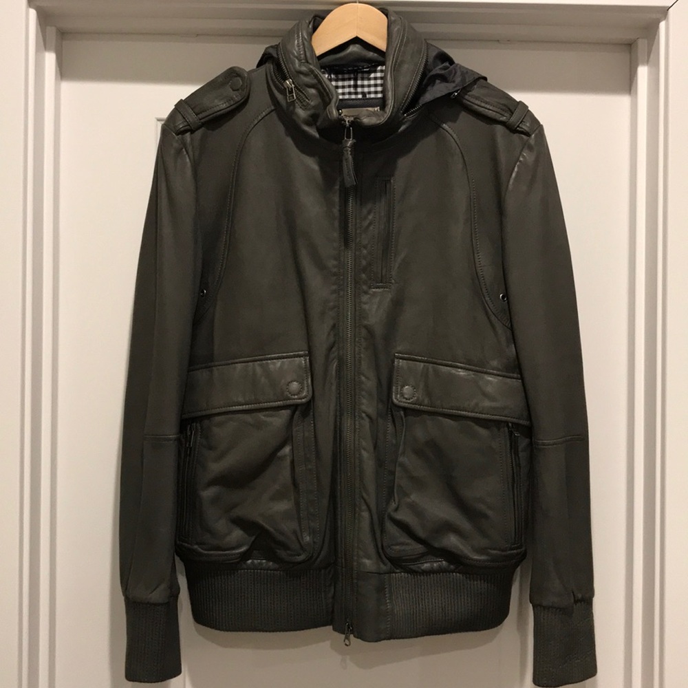 Mackage Lambskin leather jkt  w/collapsable hood